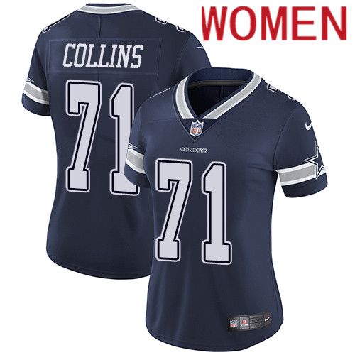 Women Dallas Cowboys #71 Lael Collins Nike Navy Vapor Limited NFL Jersey->women nfl jersey->Women Jersey